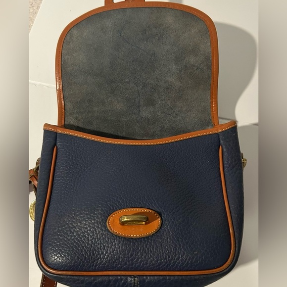 Dooney & Bourke Leather Crossbody Bag Navy Brown Vintage Style Designer Handbag - Picture 9 of 15